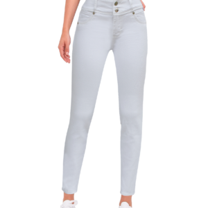 Pantalón Blanco A La Cintura Pitillo/tobillero