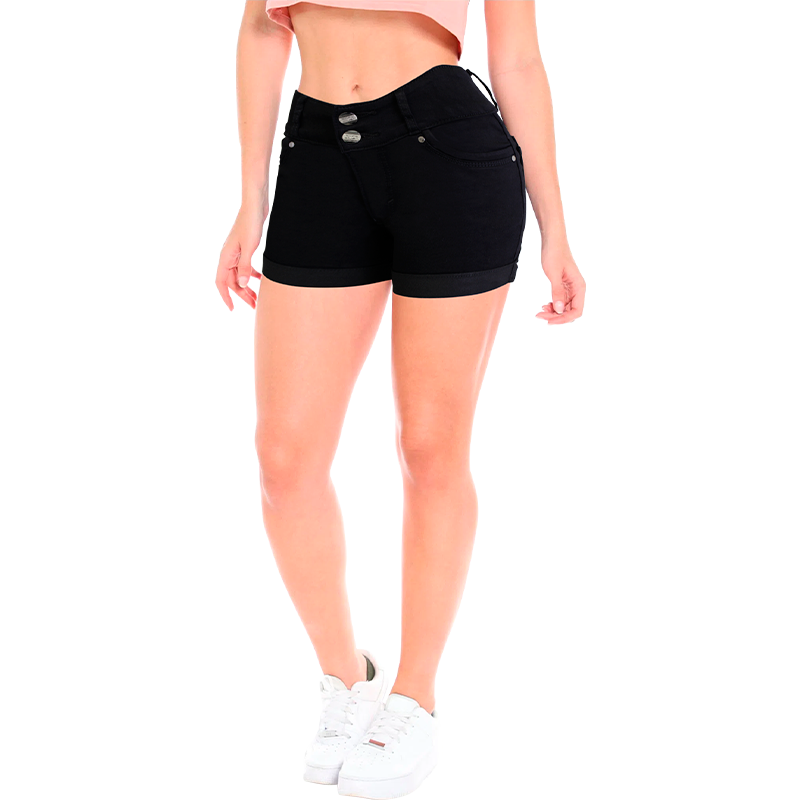 Short Negro De Mezclilla Con Bolsas Para Dama